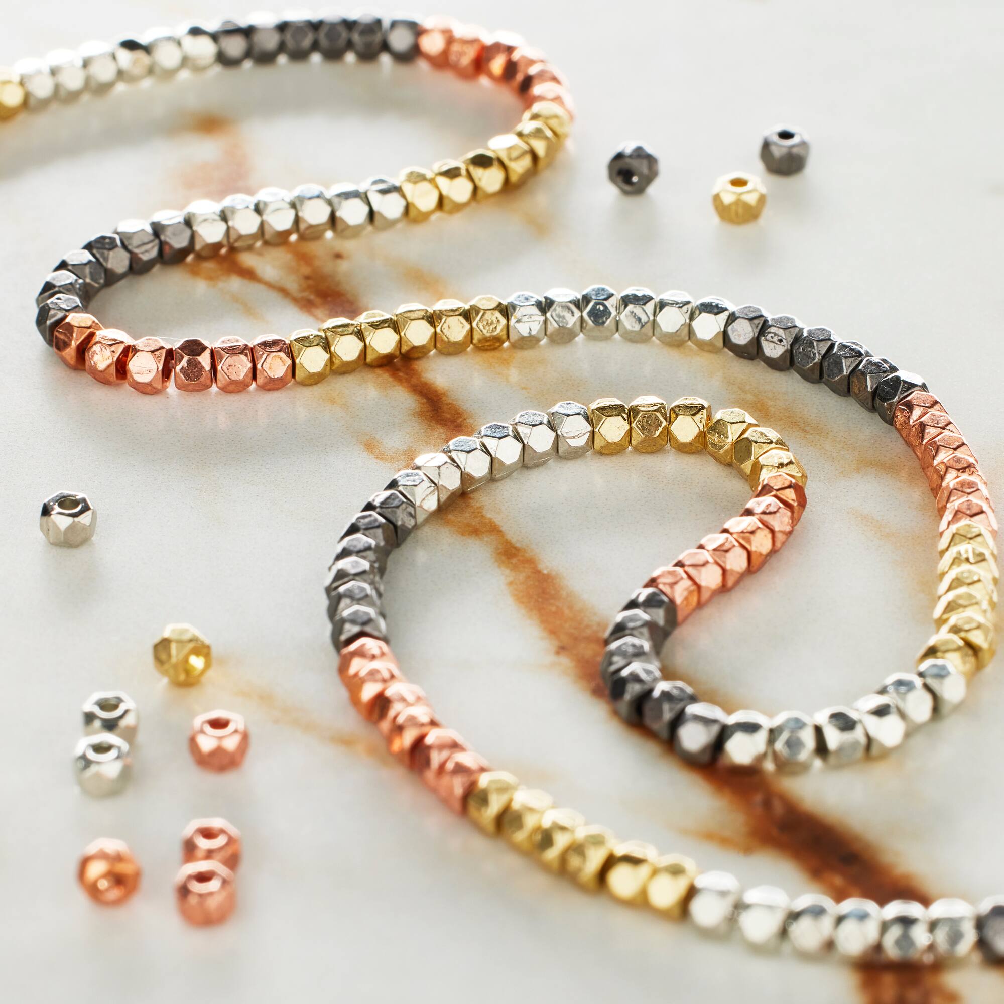 Metal Faceted Rondel Beads by Bead Landing®, 3mm